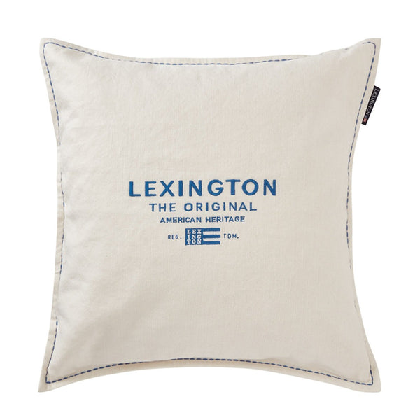 Lexington Logo kirjailtu tyynynpäällinen pellavapuuvillasekoitetta 50*50cm, sinivalkoinen