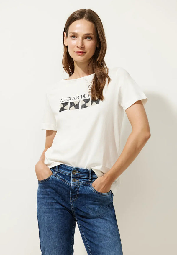 Street One T-paita kimaltavalla printillä, valkoinen