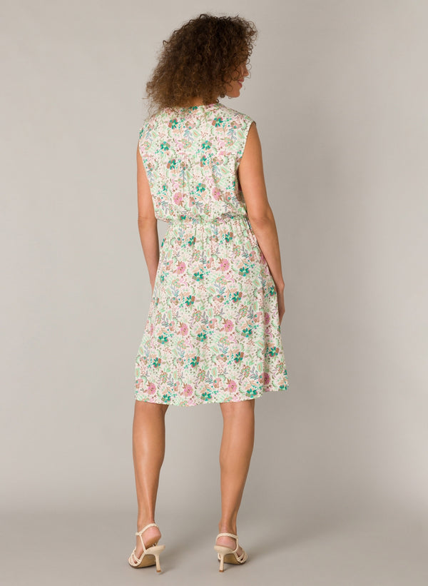 Yest Iby Essential mekko, vihreä/vaaleanpunainen kukkakuvio
