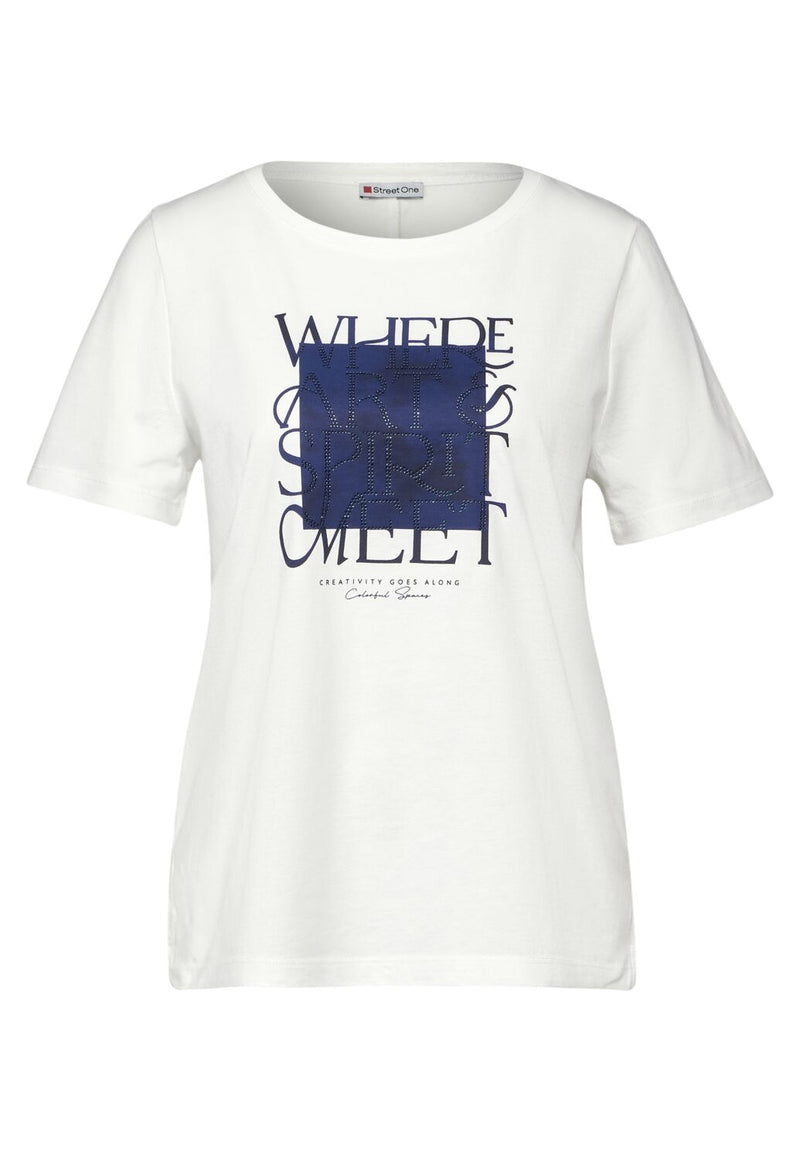 Street One T-paita kimaltavalla tekstillä, valkoinen