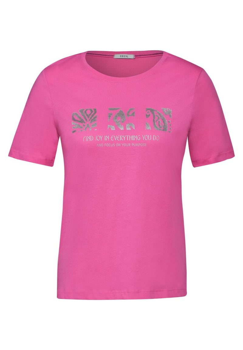 Cecil T-paita hohtavalla painatuksella, pinkki