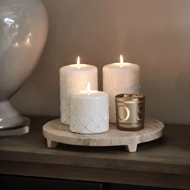 Rivièra Maison Pillar Candle Padded white 9,5*10cm