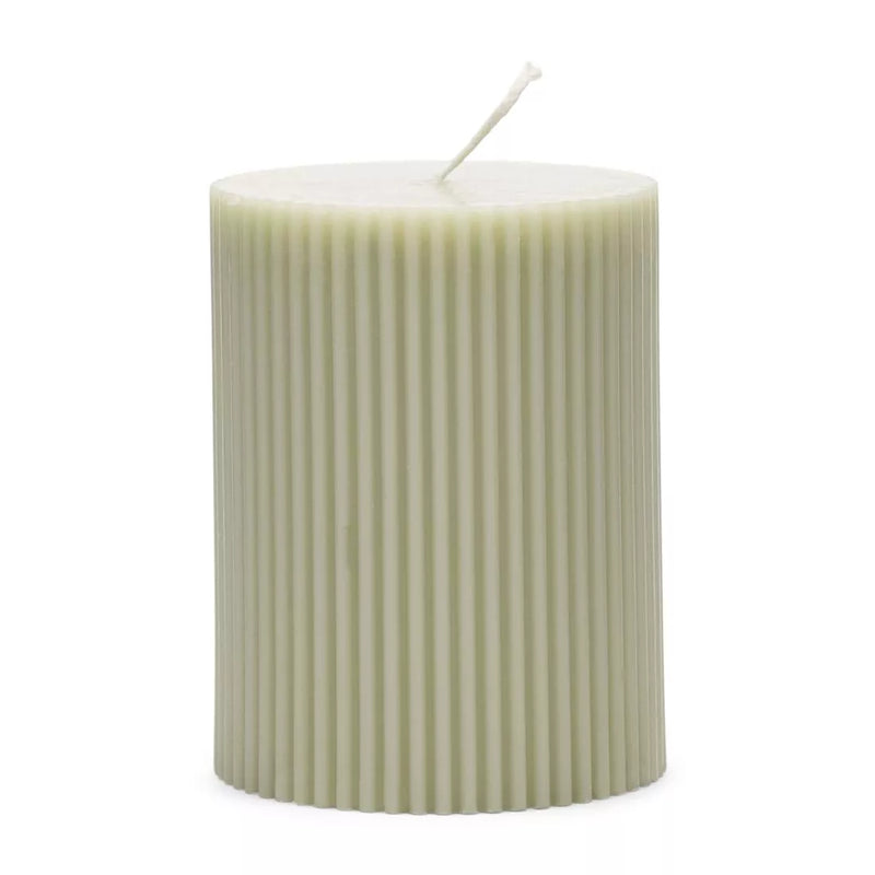 Rivièra Maison Fine Rib Pillar Candle green 7*9cm