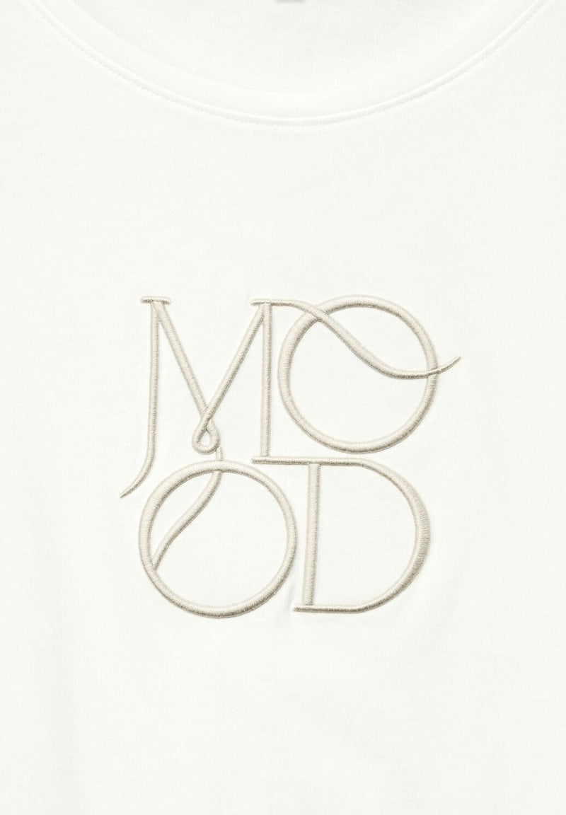 Street One T-paita kirjaillulla Mood-tekstillä, valkoinen