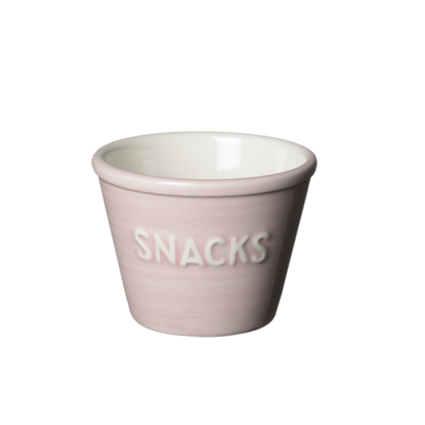 Bruka Design Snacks kulho 11*8cm, vaaleanpunainen valkoisella tekstillä
