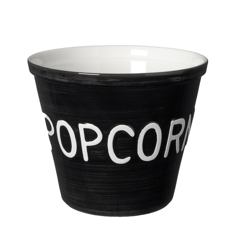 Bruka Design Popcorn kulho 22*19cm, musta valkoisella tekstillä