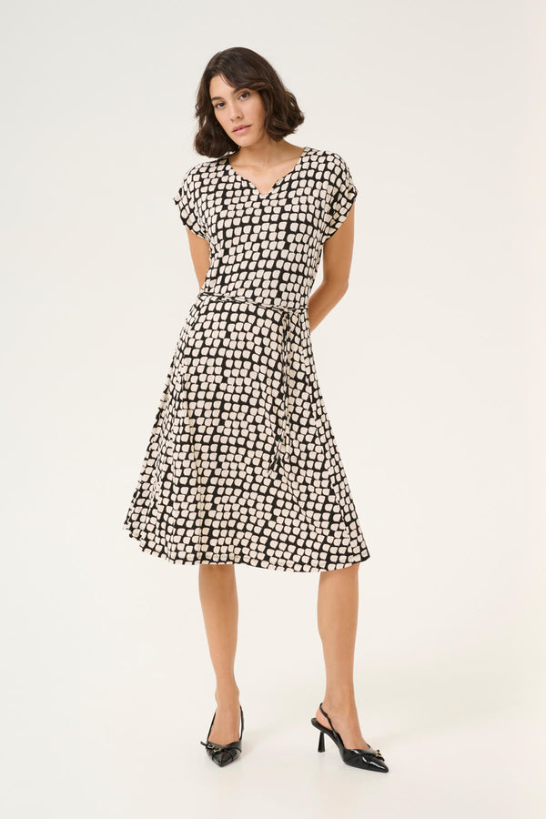 Kaffe KAbella Jersey mekko, musta/beige printtikuvio