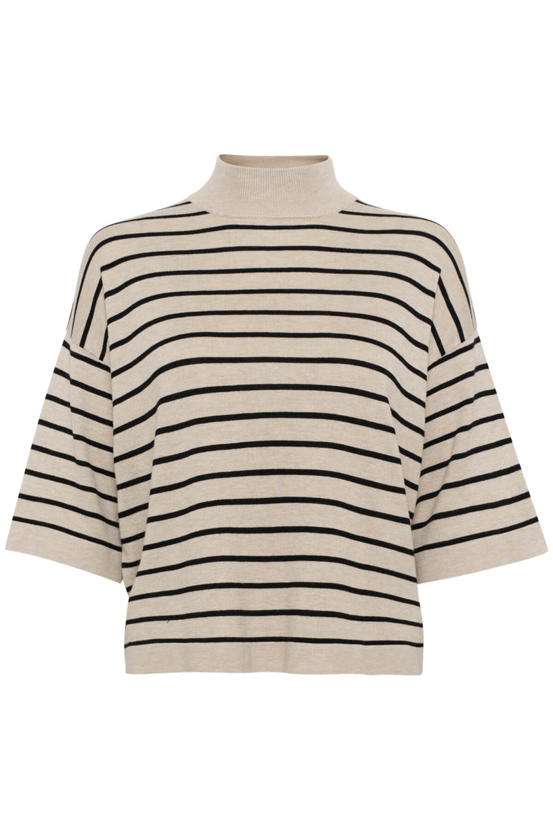 Kaffe KAlizza neule 3/4 hihoilla, beige/musta