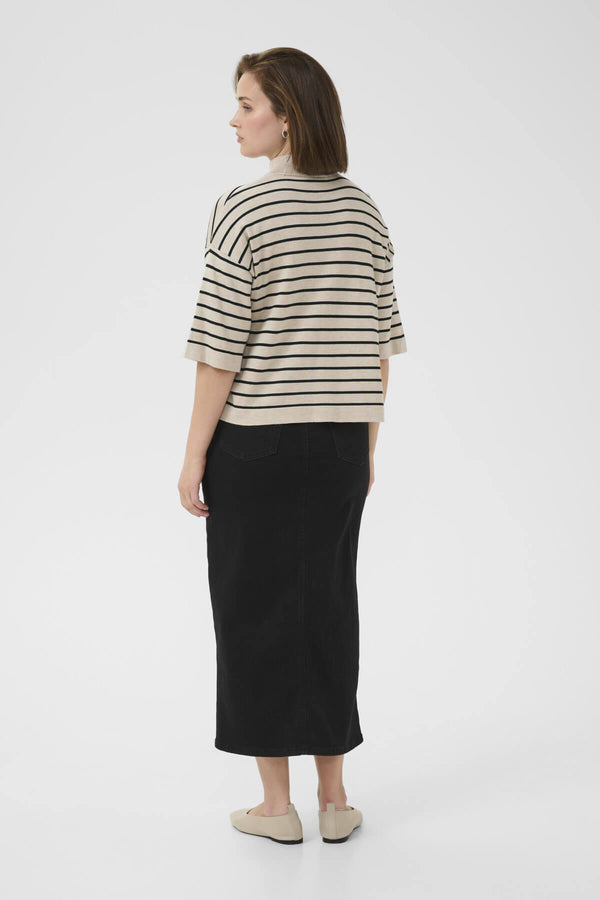 Kaffe KAlizza neule 3/4 hihoilla, beige/musta