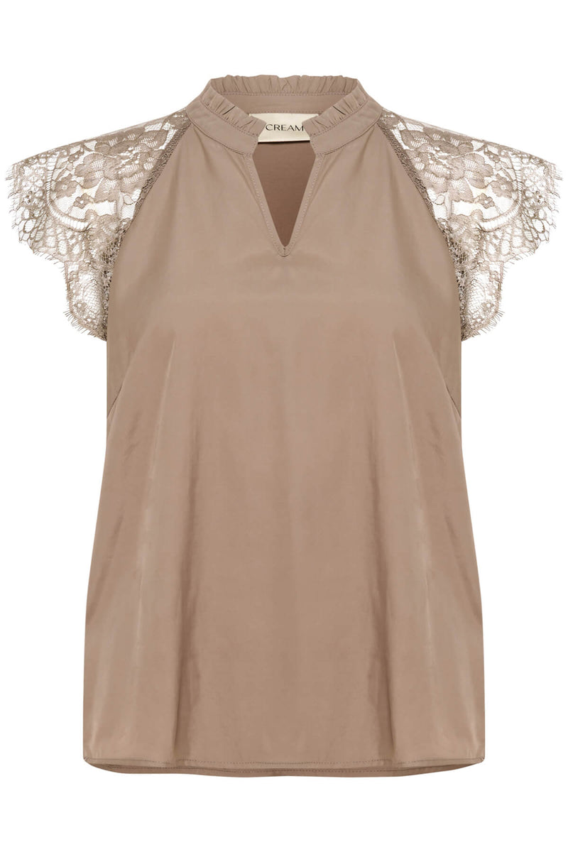 Cream CRNola T-paita pitsihihoilla, beige