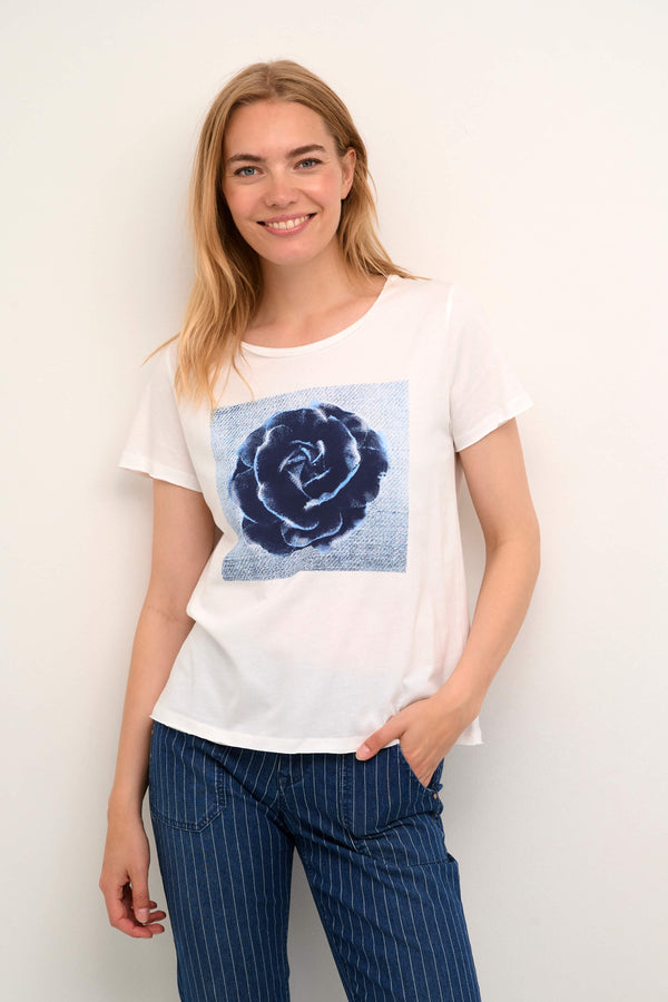 Cream CRKaren T-paita, valkoinen sinisellä ruusuprintillä
