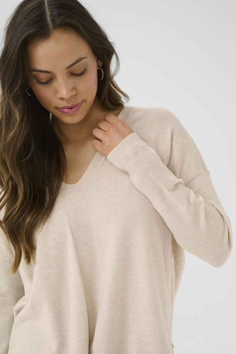 Cream CRDela neule, meleerattu vaalea beige