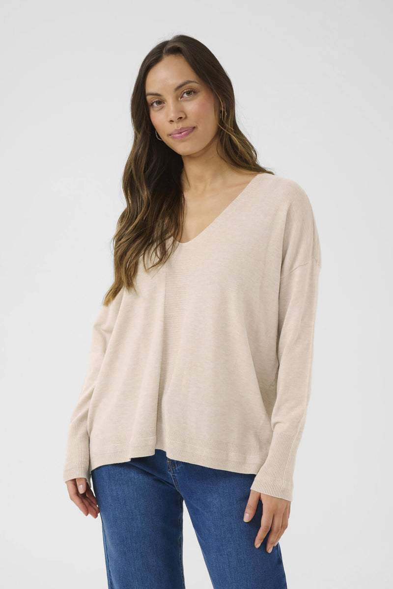 Cream CRDela neule, meleerattu vaalea beige