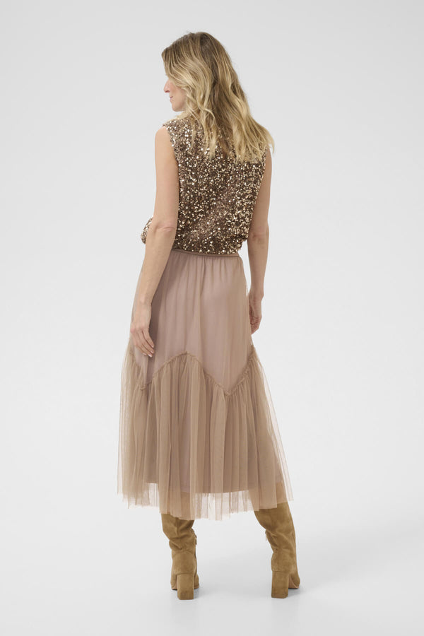 Cream CRYani tyllimidihame, beige