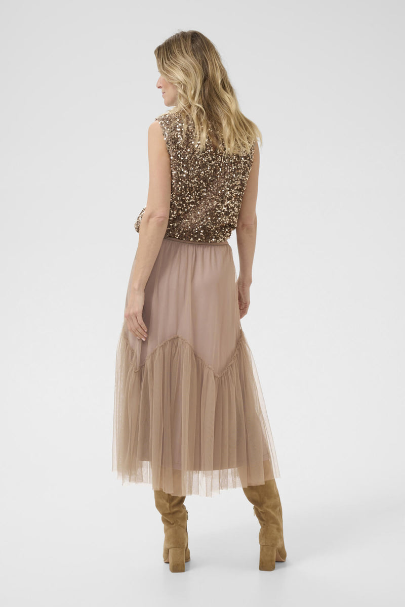 Cream CRYani tyllimidihame, beige