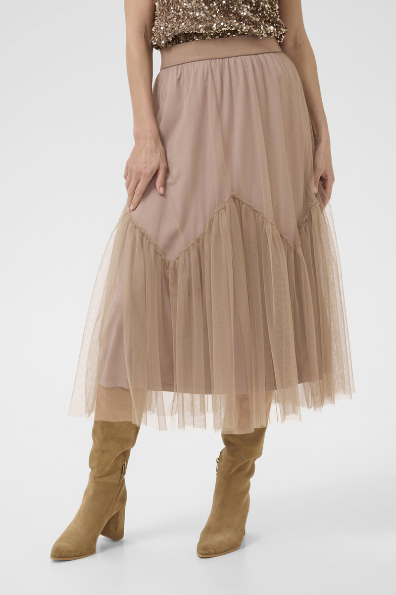 Cream CRYani tyllimidihame, beige