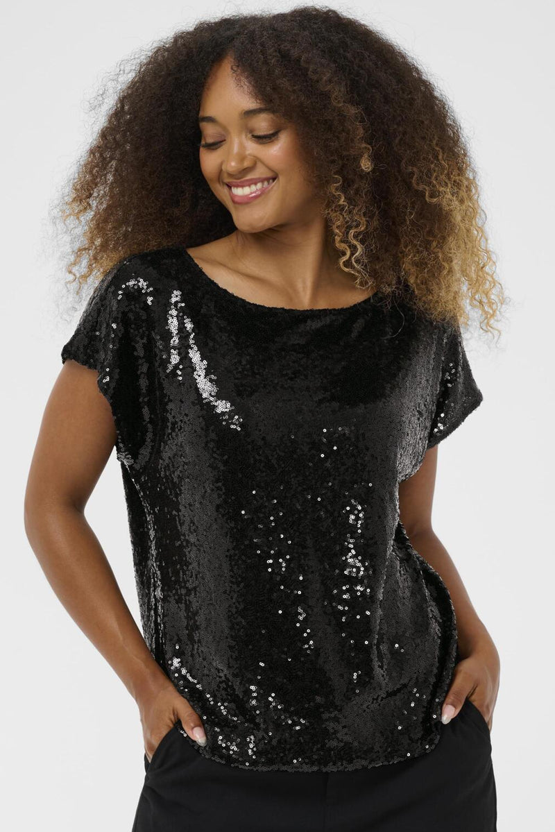 Cream CRGlimme Sequin paljettitoppi, musta