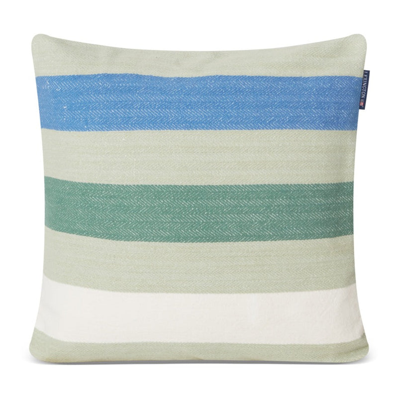 Lexington tyynynpäällinen luomupuuvillaa 50*50cm, vihreä-valko-siniset tasaraidat