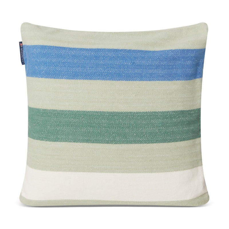 Lexington tyynynpäällinen luomupuuvillaa 50*50cm, vihreä-valko-siniset tasaraidat