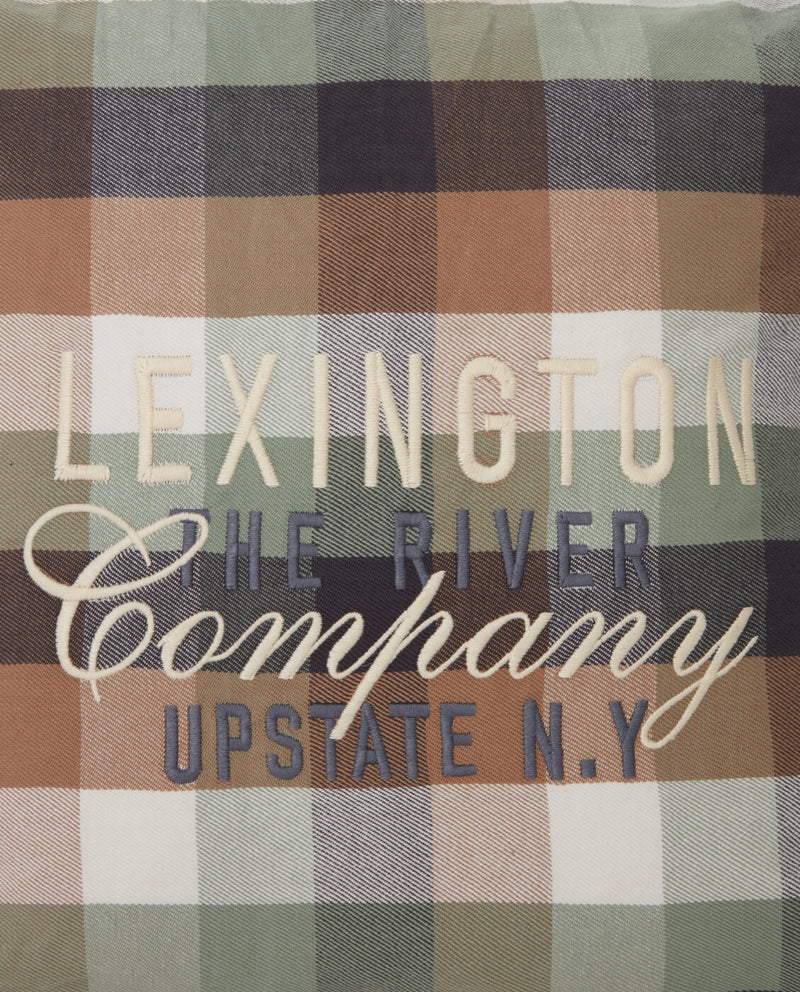 Lexington tyynynpäällinen logolla luomupuuvillaflanellia 50*50cm, ruskea/vihreä