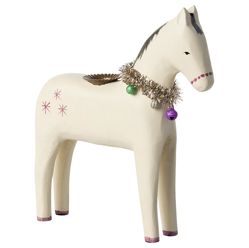 Maileg hevonen puinen kynttilänjalka  19*17cm, kermanvalkoinen