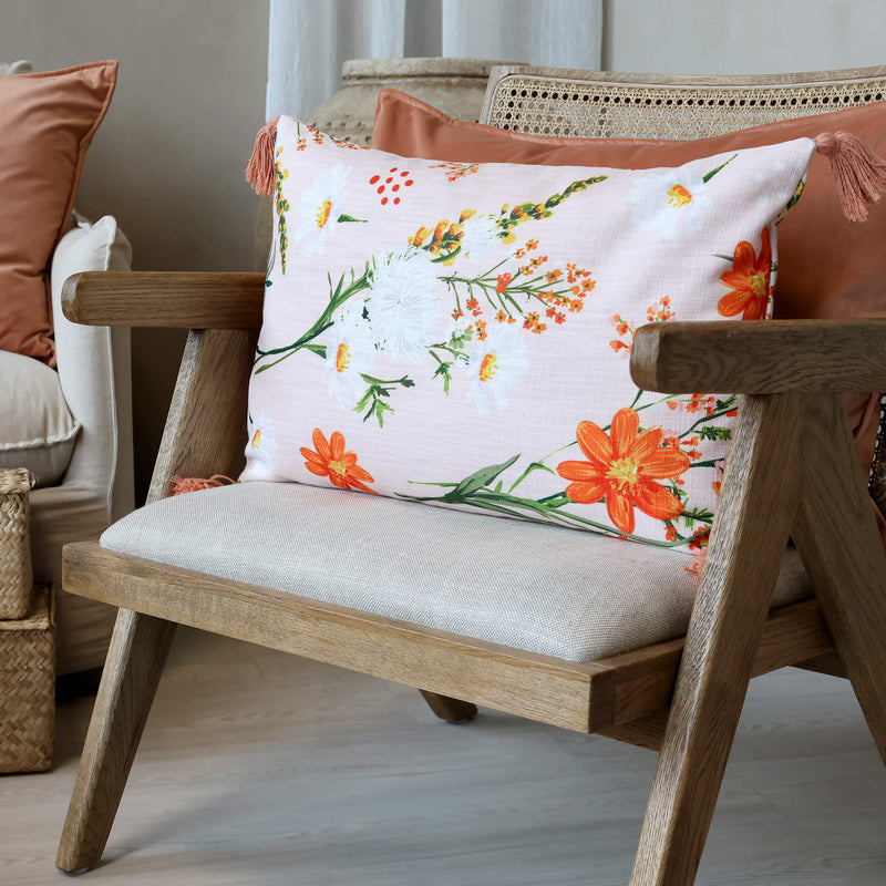 Chic Antique Aix tyynynpäällinen tasseleilla 40*60cm, roosa kukkakuvio