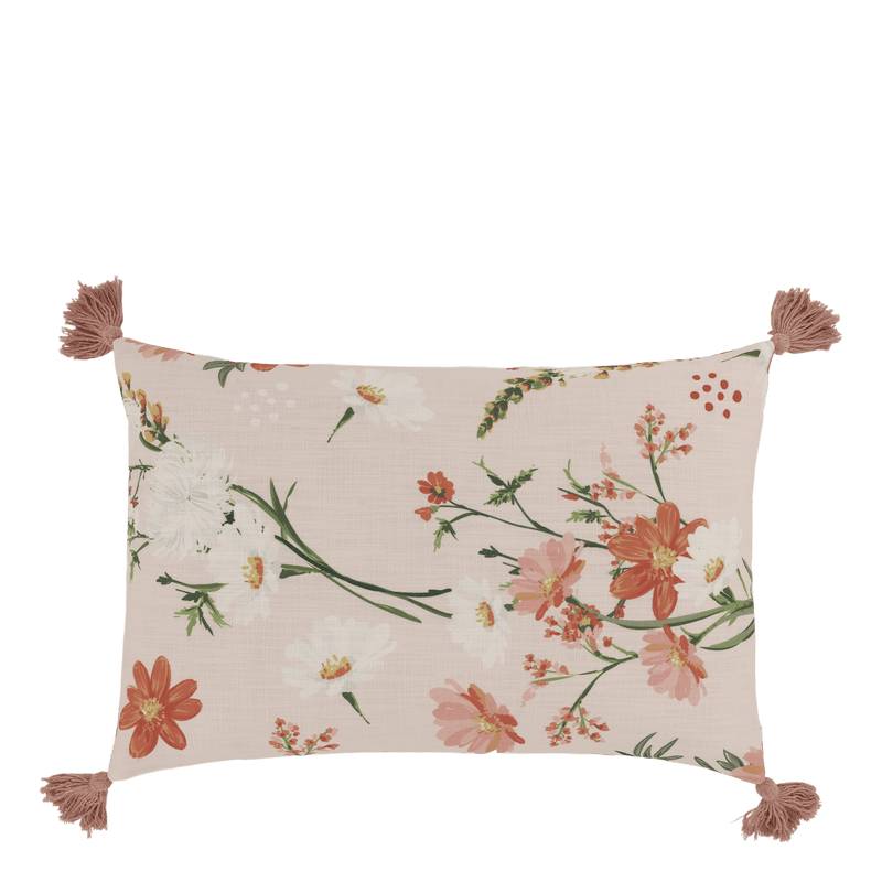 Chic Antique Aix tyynynpäällinen tasseleilla 40*60cm, roosa kukkakuvio