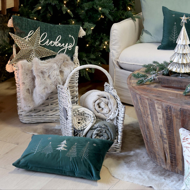 Chic Antique AIX tyynynpäällinen metsä brodeerauksella 50*35cm, vihreä