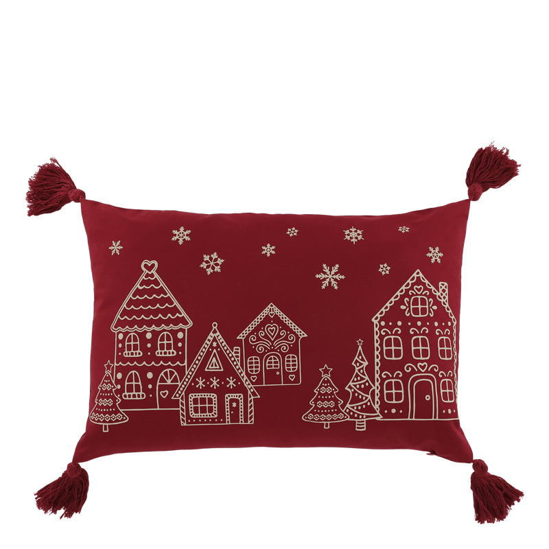 Chic Antique AIX tyynynpäällinen piparkakkutalo painatuksella 50*35cm, punainen