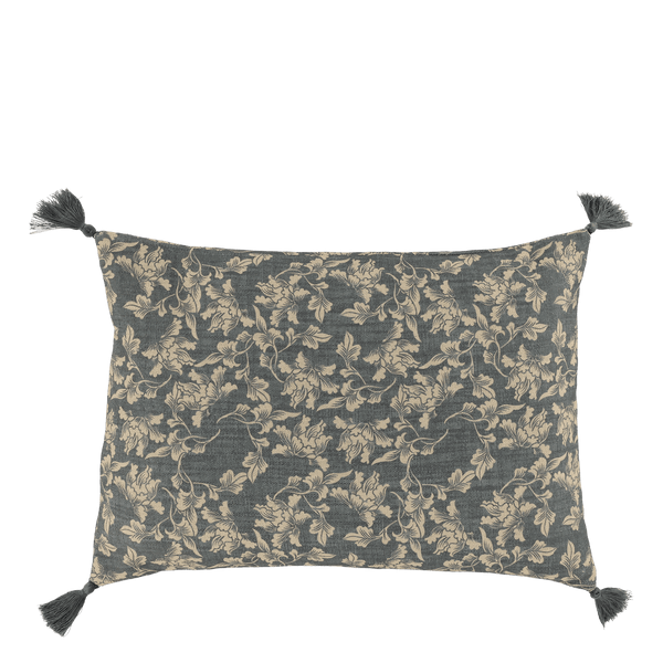 Chic Antique AIX tyynynpäällinen tasseleilla 50*35cm, sininen lehtikuvio