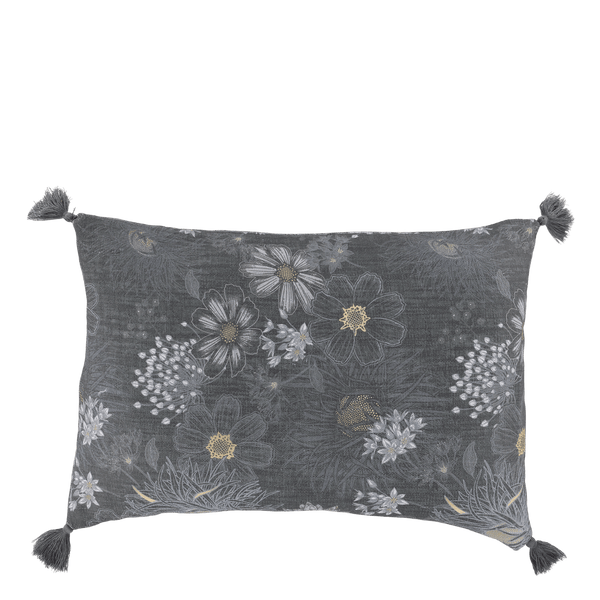 Chic Antique AIX tyynynpäällinen tasseleilla 50*35cm, sininen kukkakuvio