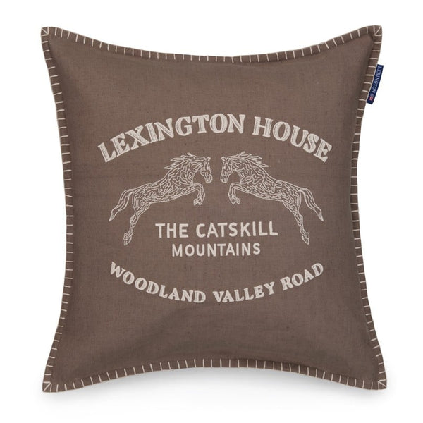 Lexington Catskills Logo tyyynynpällinen pellavaa/puuvillaa 50*50cm, ruskea/beige