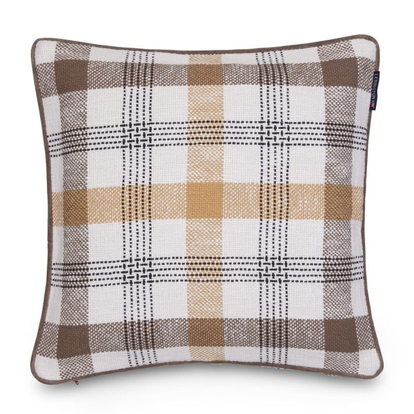 Lexington ruudullinen tyynynpäällinen kierrätettyä puuvillaa 50*50cm, vihreä/beige