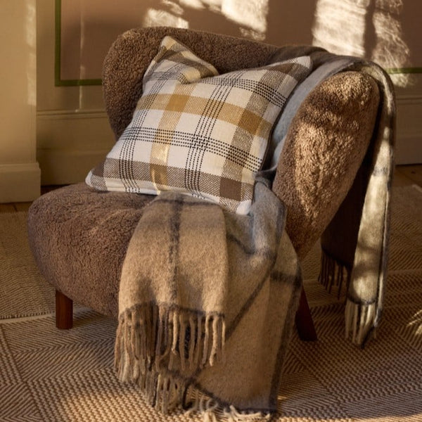 Lexington ruudullinen tyynynpäällinen kierrätettyä puuvillaa 50*50cm, vihreä/beige
