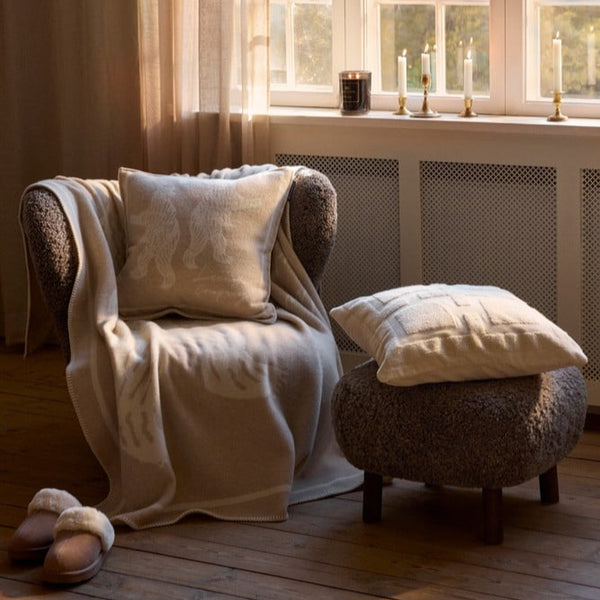 Lexington graafisesti kuvioitu tyynynpäällinen luomupuuvillaa 50*50cm, vaalea beige