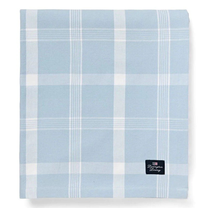 Lexington ruudullinen pöytäliina luomupuuvillaa 150*250cm, taivaansininen/valkoinen