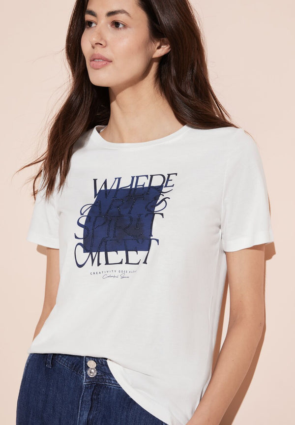 Street One T-paita kimaltavalla tekstillä, valkoinen