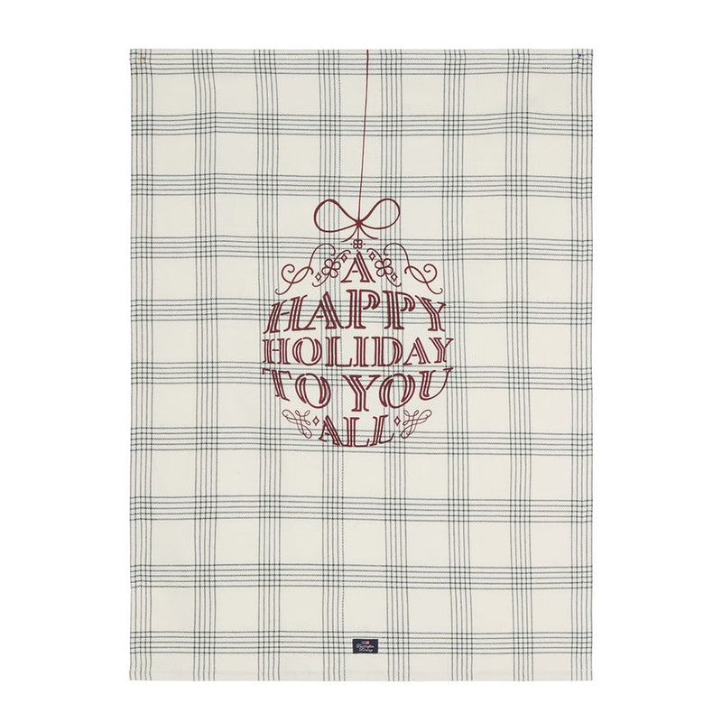 Lexington Happy holiday keittiöpyyhe luomupuuvillaa 50*70cm, vihreä/valkoinen