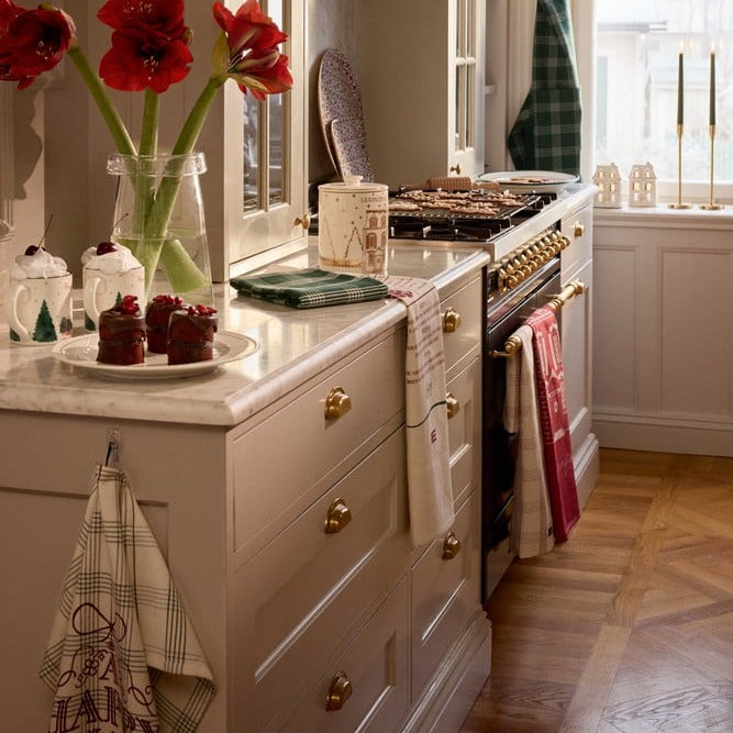 Lexington Happy holiday keittiöpyyhe luomupuuvillaa 50*70cm, vihreä/valkoinen