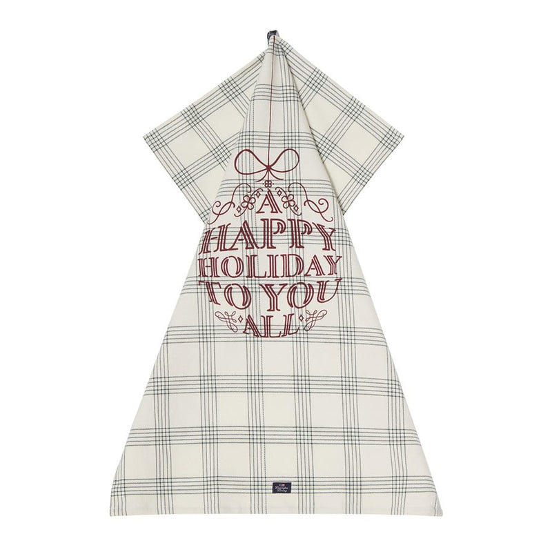 Lexington Happy holiday keittiöpyyhe luomupuuvillaa 50*70cm, vihreä/valkoinen