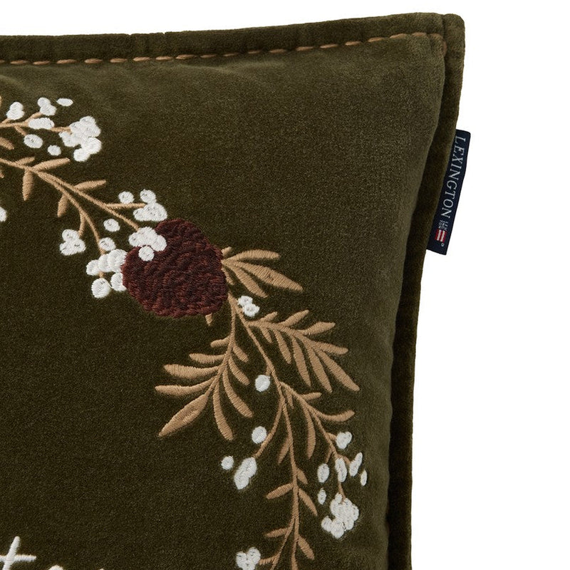 Lexington Wreath tyynynpäällinen luomupuuvillasamettia 50*50cm, vihreä