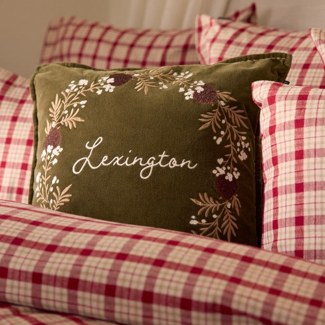 Lexington Wreath tyynynpäällinen luomupuuvillasamettia 50*50cm, vihreä