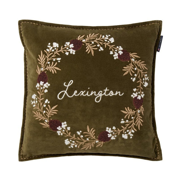 Lexington Wreath tyynynpäällinen luomupuuvillasamettia 50*50cm, vihreä