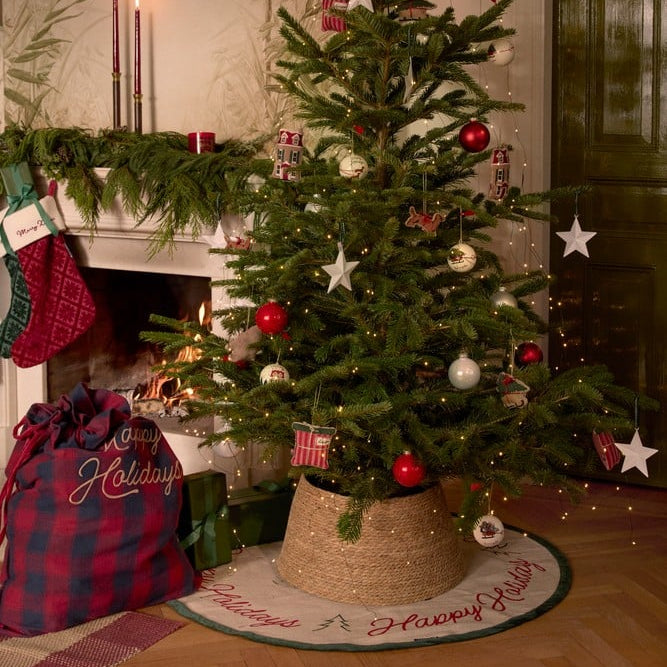 Lexington kuusenalusmatto juutti-puuvillasekoitetta ø110cm, ruskea/punainen/vihreä