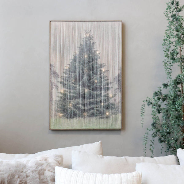 Chic Antique talvinen taulu led valoilla 84*55,5*2,5cm, vihreä