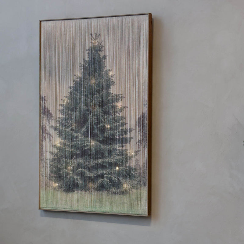 Chic Antique talvinen taulu led valoilla 84*55,5*2,5cm, vihreä