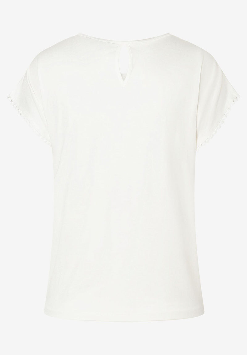 More & More T-paita koristeellisella reunalla, valkoinen