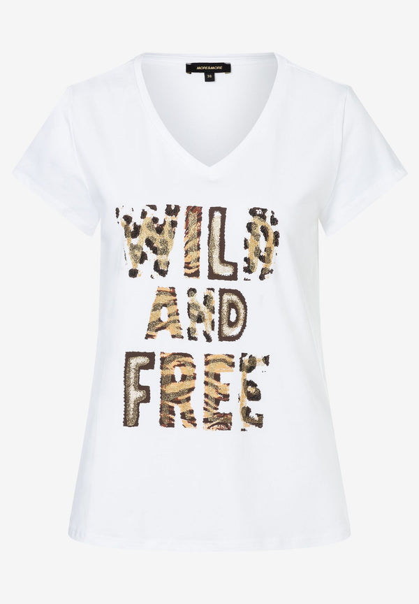 More & More T-paita printillä, valkoinen/ruskea