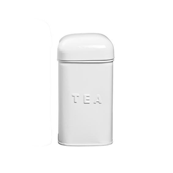 Bruka Design teepurkki 9*9*16cm, valkoinen valkoisella tekstillä