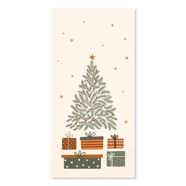 Chic Antique Christmas tree & presents paperiservetit 20*10cm, kerma